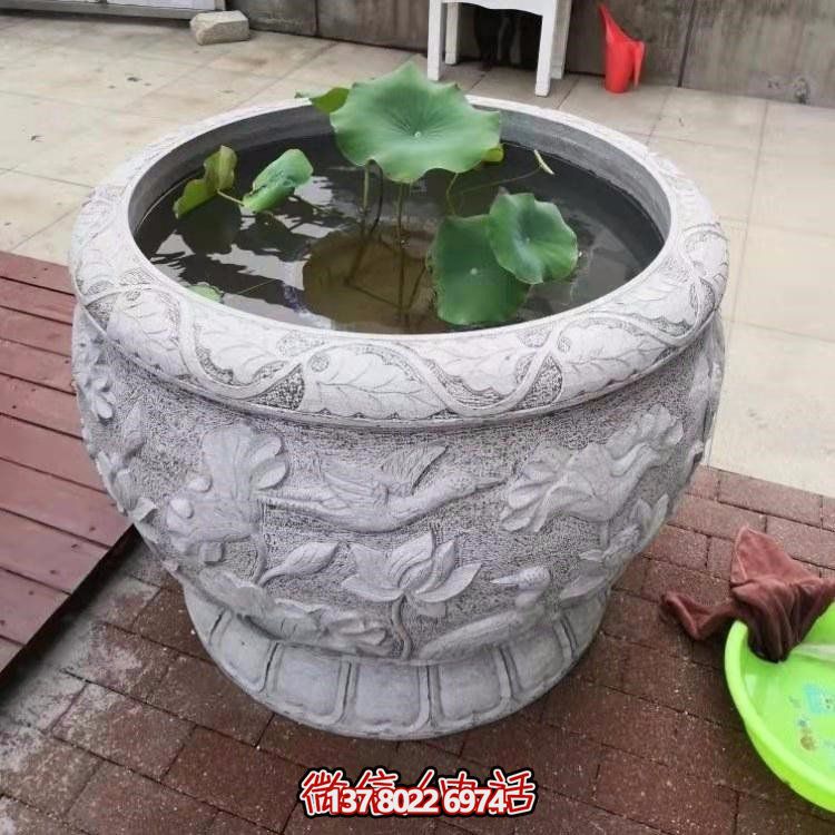 精美絕倫，濃濃古典風(fēng)情歐式別墅大理石浮雕魚缸擺件