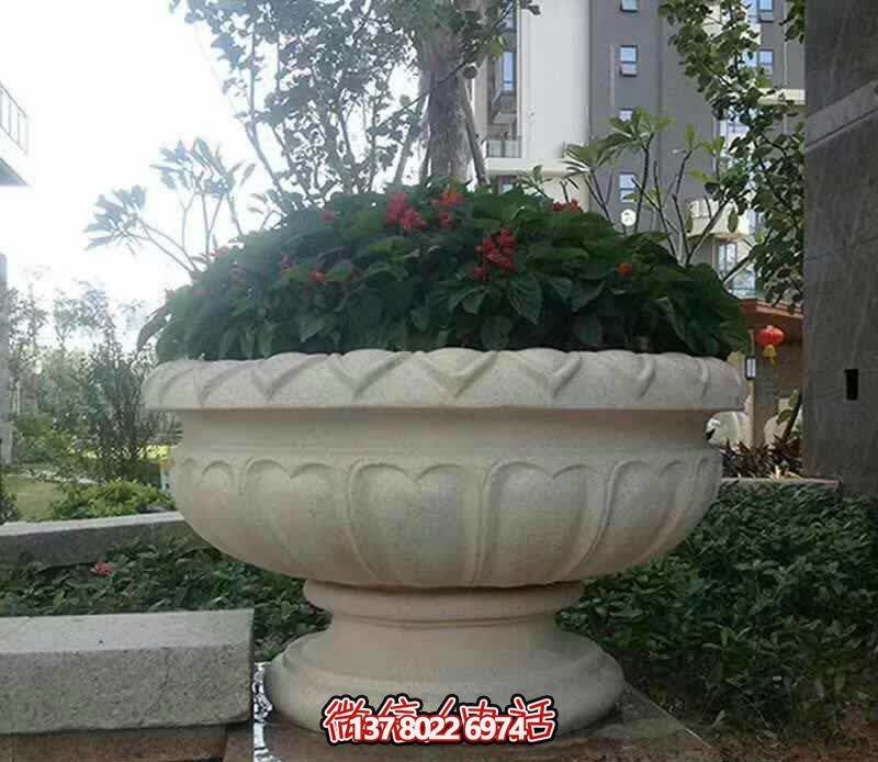 精美巨型大理石石雕花盆雕塑，讓你的別墅街道更加精彩