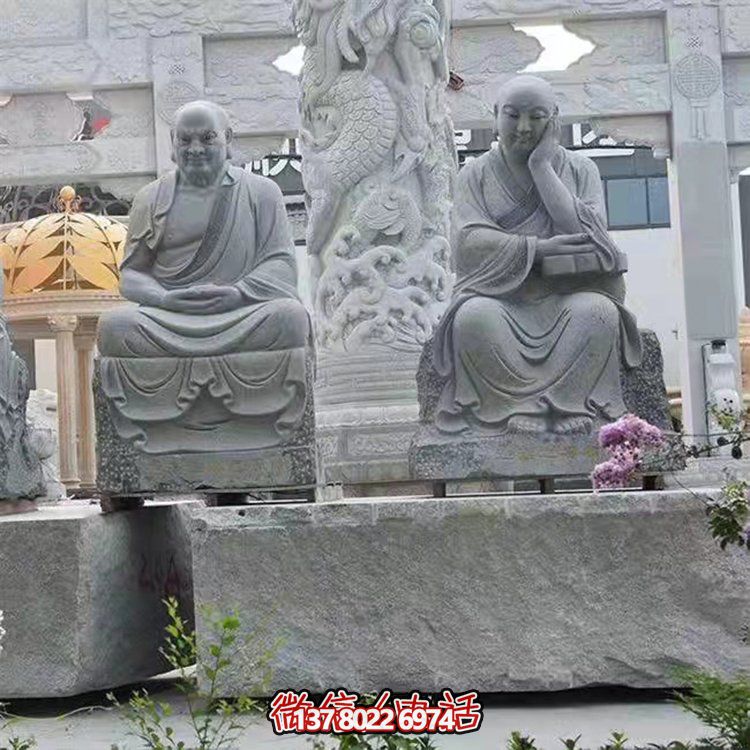 大型戶外石雕佛像雕塑，裝點(diǎn)美麗的寺院園林