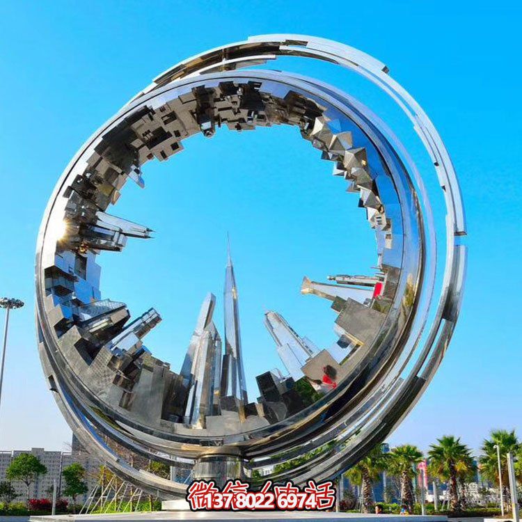 不銹鋼抽象齒輪雕塑，點綴園林景觀