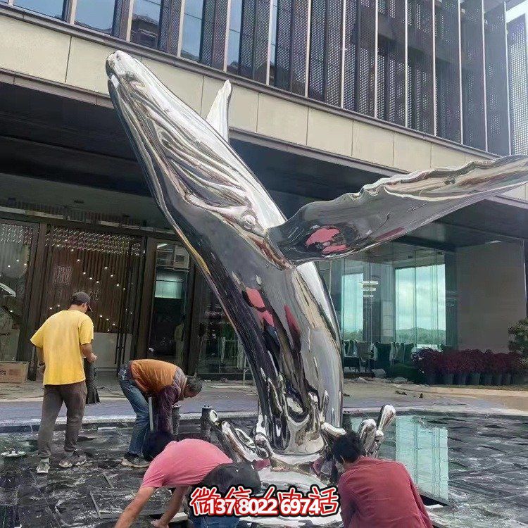 大型不銹鋼鏤空魚類擺件，為戶外水景商場售樓部裝飾