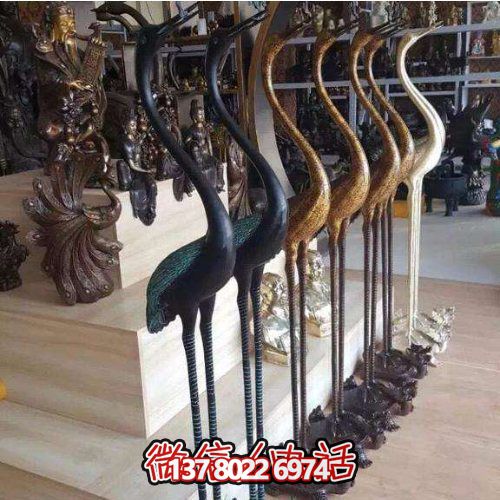 精美銅雕擺件，裝飾園林景區(qū)的丹頂鶴雕塑