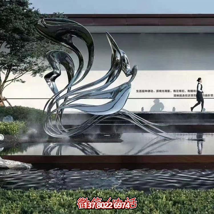 大型不銹鋼抽象雕塑，現(xiàn)代水景景觀創(chuàng)意裝飾