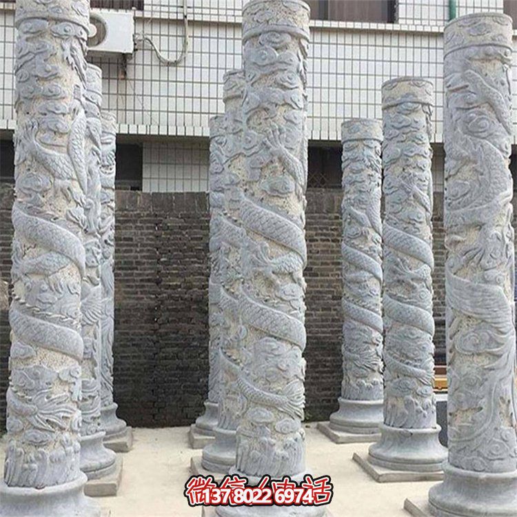 大理石石雕龍柱雕塑，美化戶外景觀