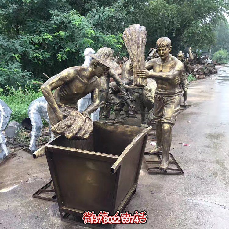 中國(guó)民俗——打麥子、勞動(dòng)、人物雕塑