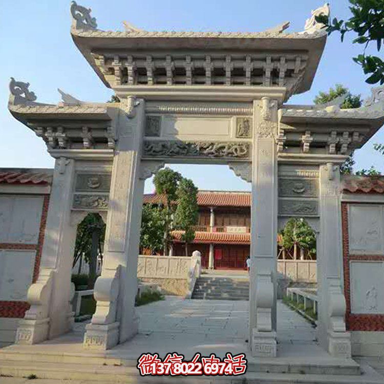 精美大理石石雕景區(qū)園林，大型門樓牌坊雕塑