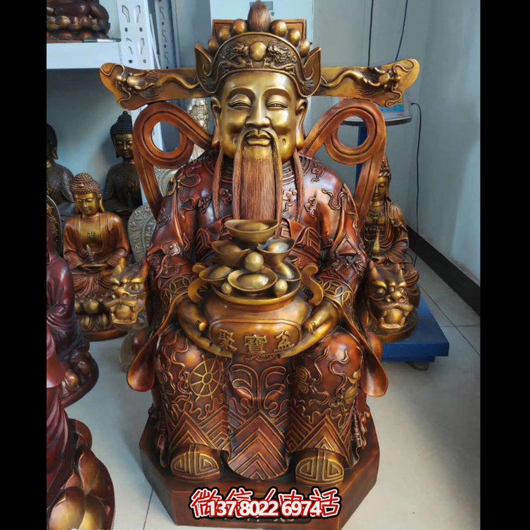 家用純銅鍛造財(cái)神爺?shù)袼堋?cái)源滾滾，祝福財(cái)運(yùn)永久