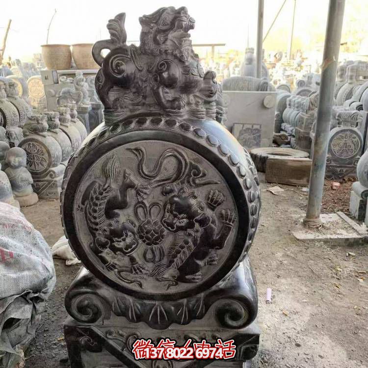 仿古青石石雕抱鼓雕塑，裝點(diǎn)庭院門口