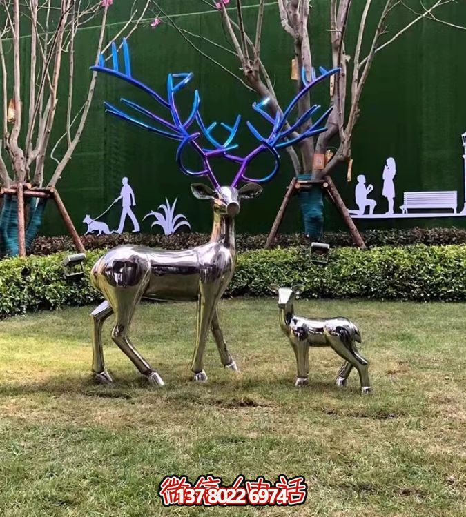 現(xiàn)代簡(jiǎn)約不銹鋼梅花鹿擺件，點(diǎn)綴您的庭院園林景觀