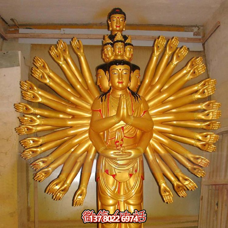 鎏金千手觀音大型雕塑，精美絕倫，醉人心魄