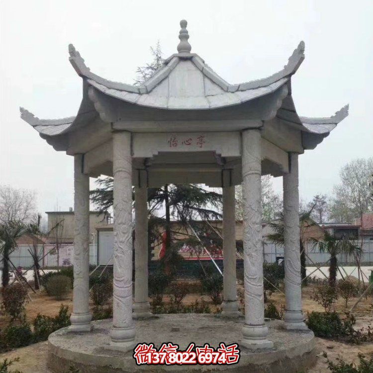 青石仿古石雕涼亭，營造寧靜田園風(fēng)情