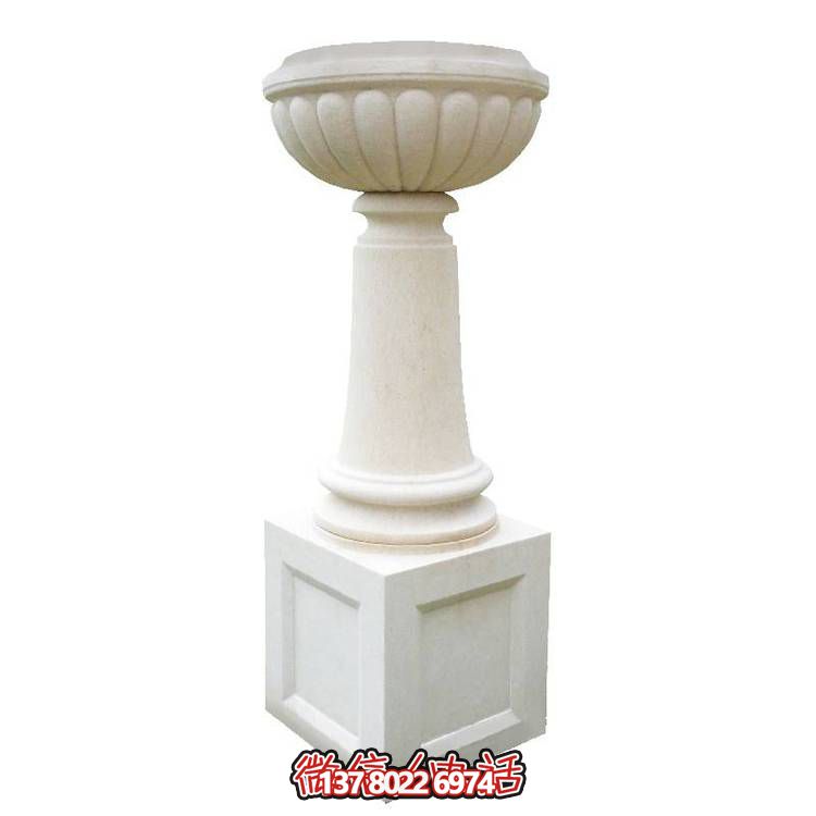 白砂巖石雕花盆，精美偶見(jiàn)