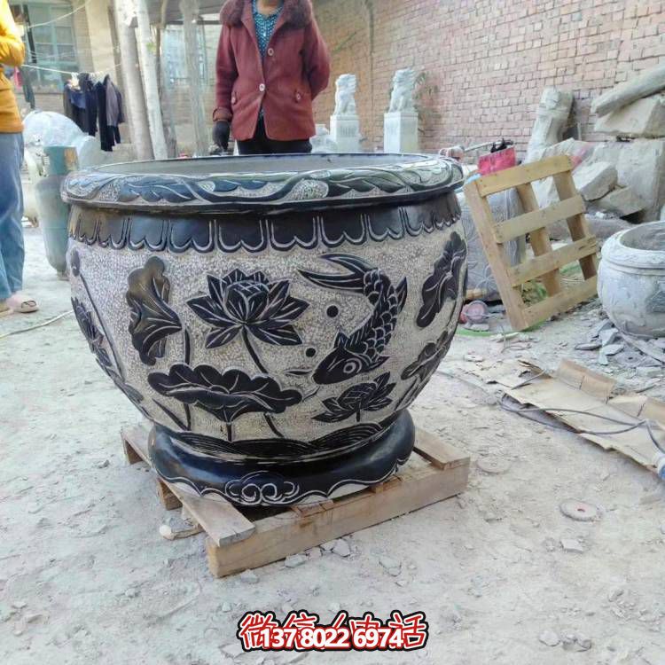 天然石頭缸，仿古雕刻，裝點家園