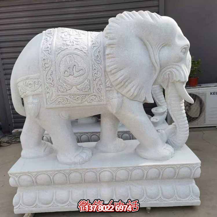 漢白玉雕塑藝術(shù)，景觀裝置招財(cái)大象